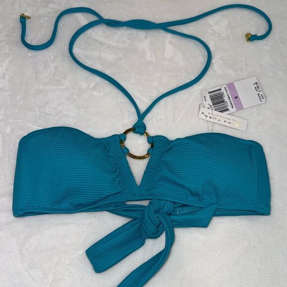 Trina Turk Ripple Rib Bandeau Top Size 6 - Picture 9 of 10